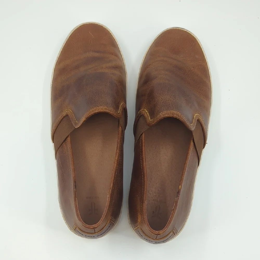 FRYE Dylan Leather Sneakers Cognac Slip-on Sz 9